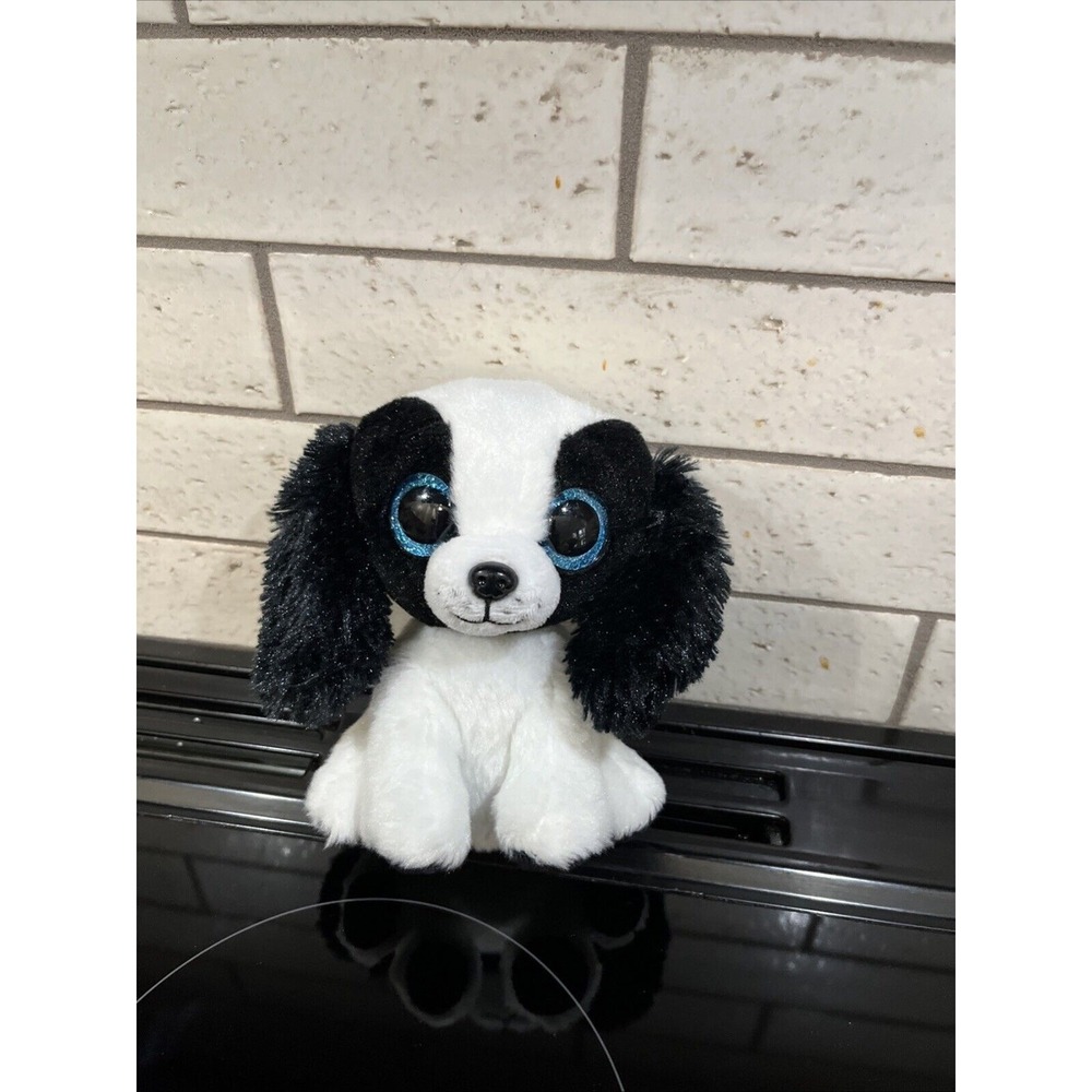 Ty‎ Sissy Dog Beanie Boo Regular Beanie Baby Soft Plush Black White Toy 6" EUC